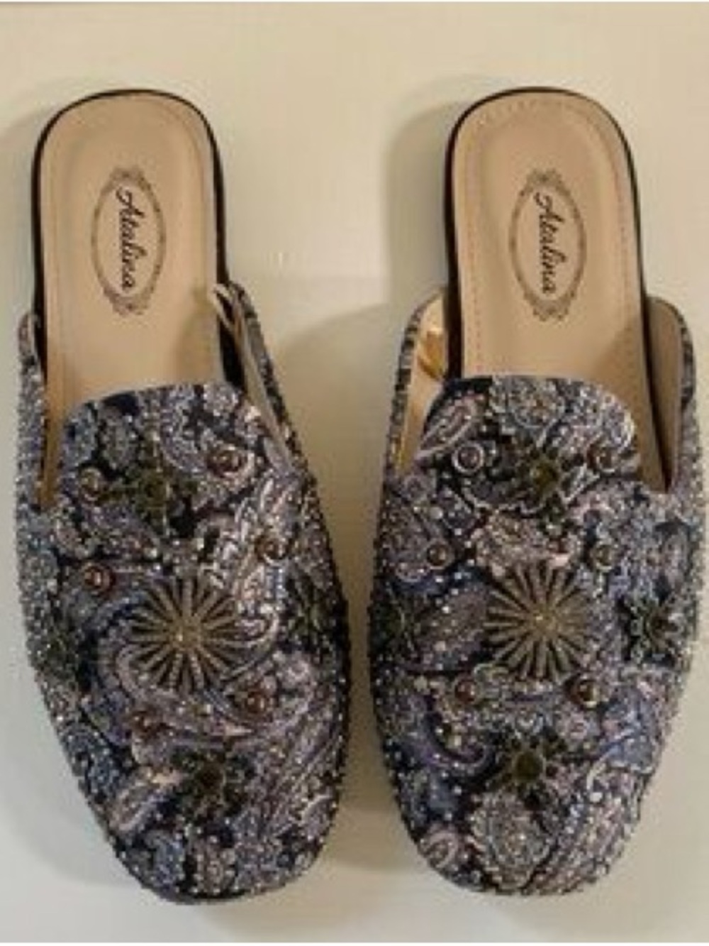 Embellished Slip-On Mules in Multi-Color